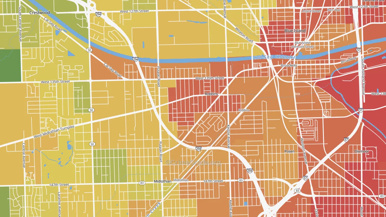 Robbins, IL Map of Murder Rates