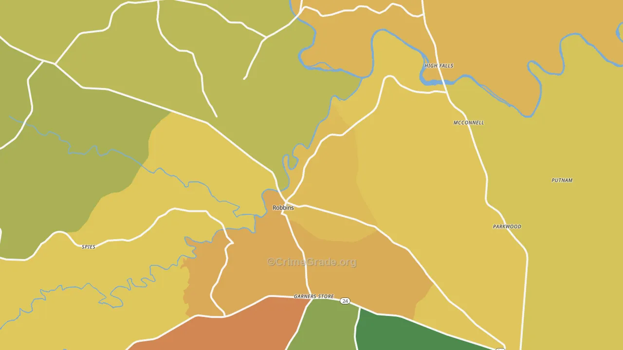 Robbins, NC Map of Murder Rates