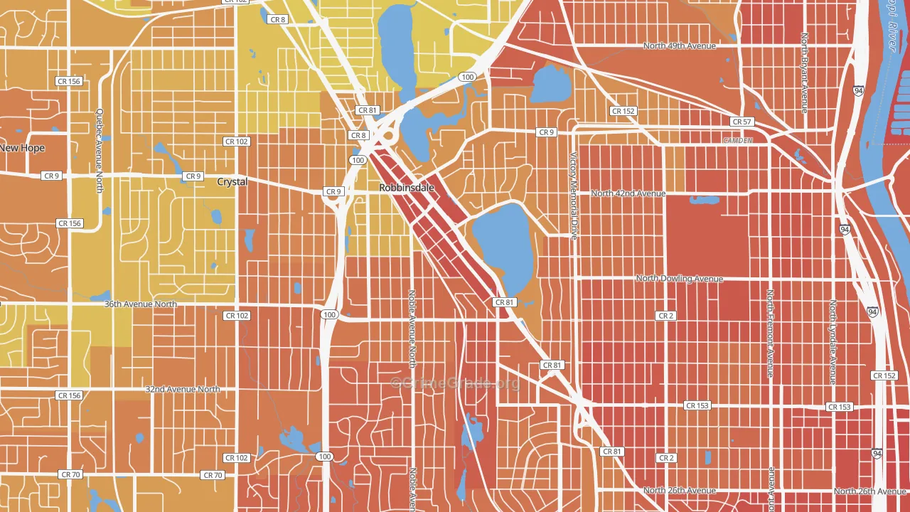 Robbinsdale, MN Map of Murder Rates