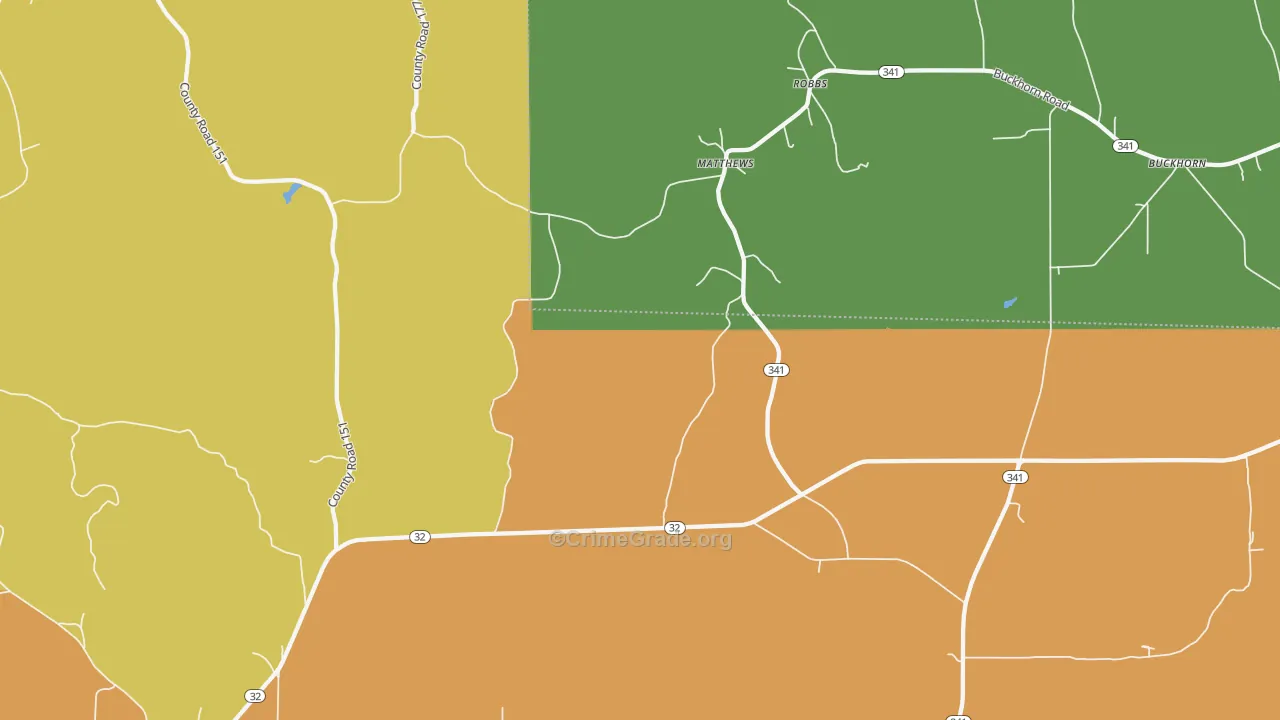 Robbs, MS Map of Murder Rates