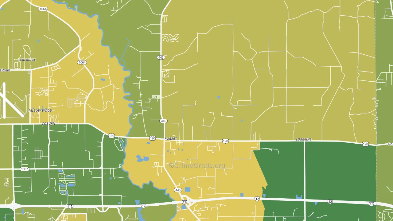 Robert, LA Map of Murder Rates