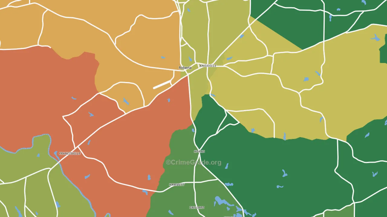 Roberta, GA Map of Murder Rates
