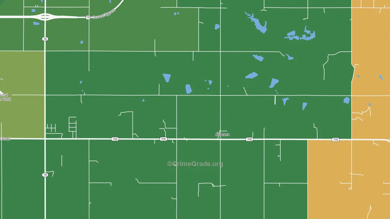 Roberta, OK Map of Murder Rates