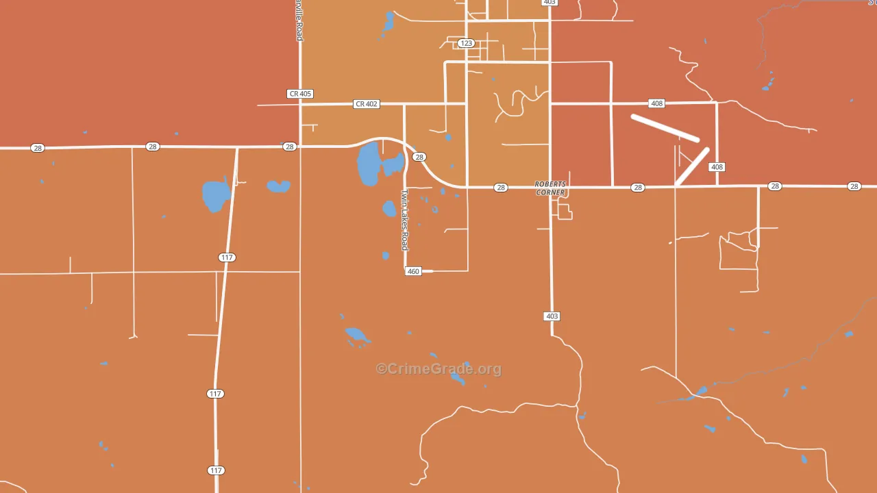 Roberts Corners, MI Map of Murder Rates