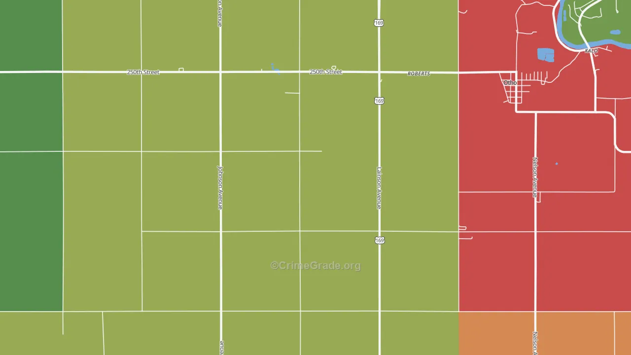 Roberts, IA Map of Murder Rates