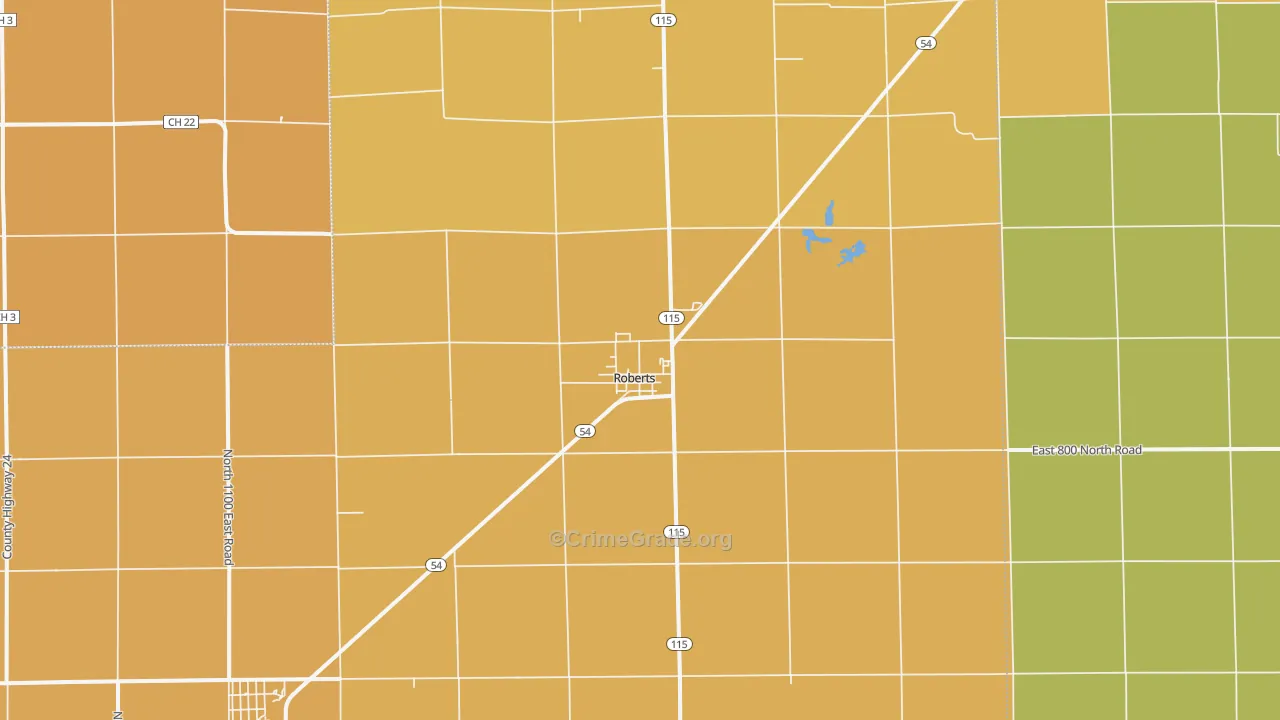 Roberts, IL Map of Murder Rates