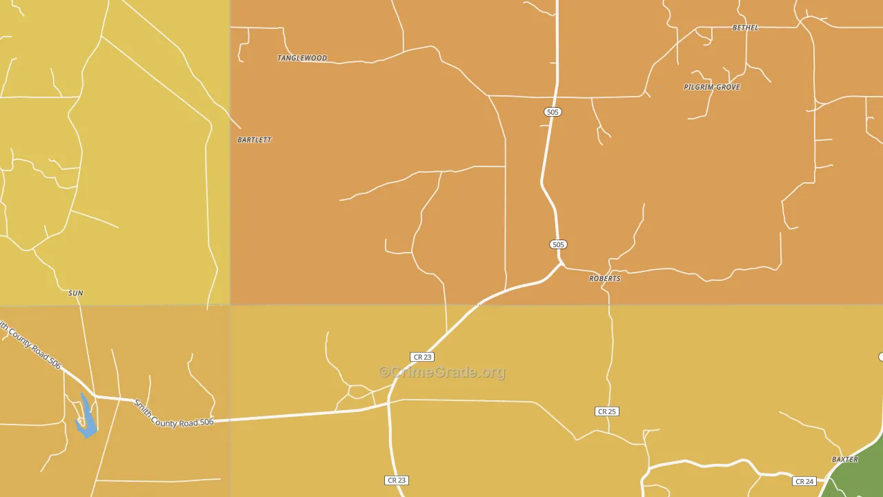 Roberts, MS Map of Murder Rates