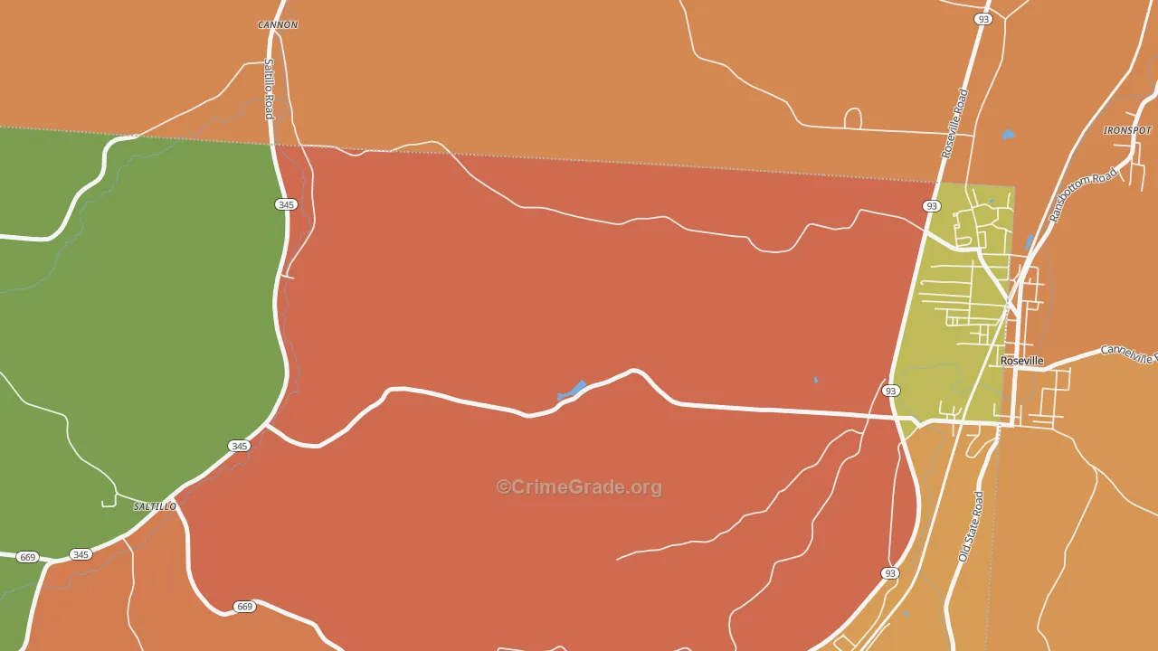 Roberts, OH Map of Murder Rates