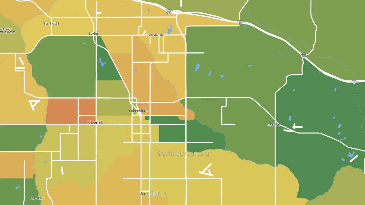 Robertsdale, AL Map of Murder Rates
