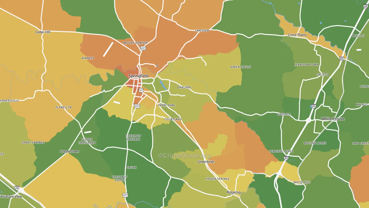 Robertson County, TN Map of Murder Rates