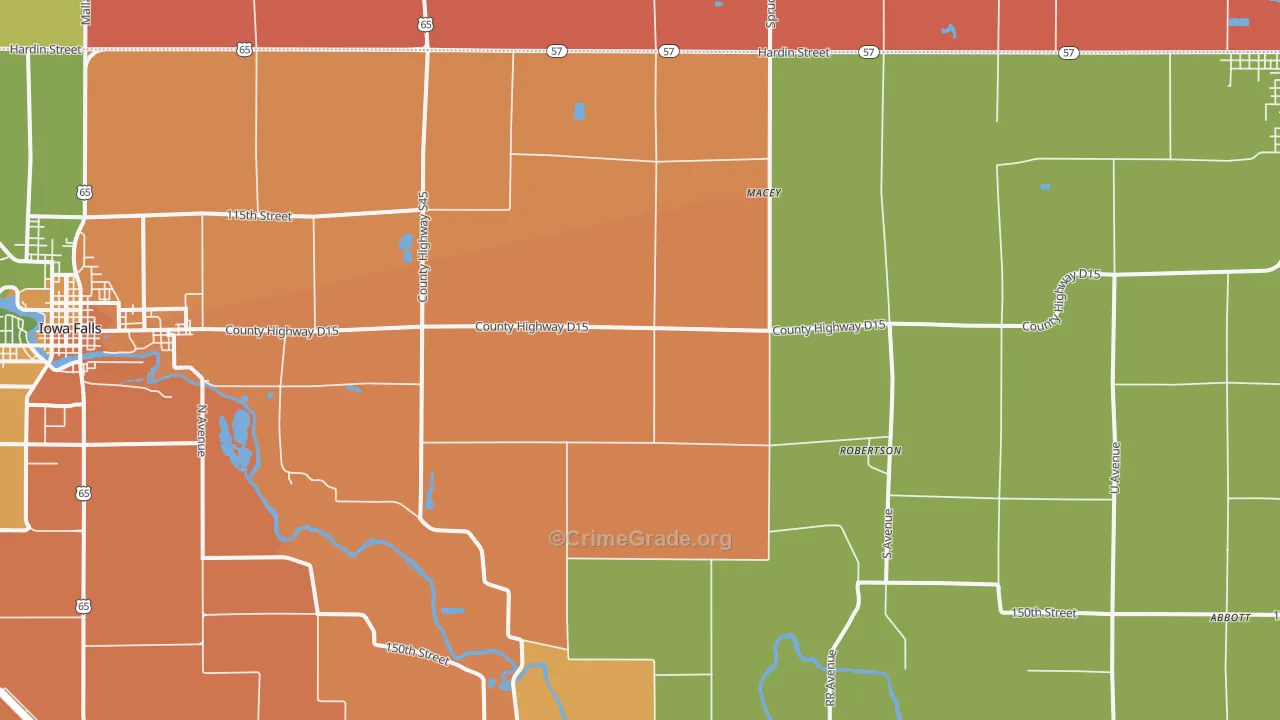 Robertson, IA Map of Murder Rates