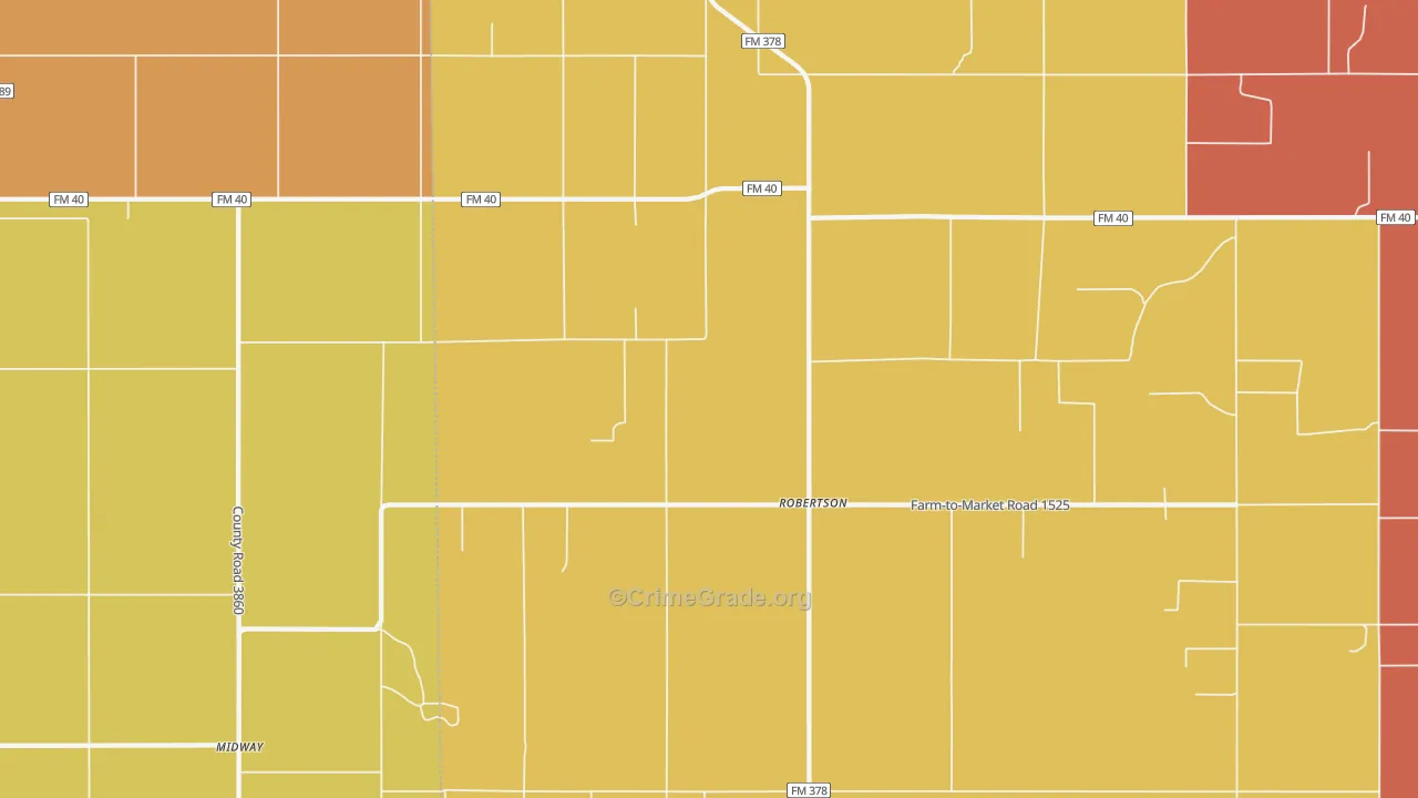 Robertson, TX Map of Murder Rates