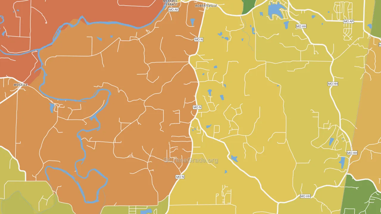 Robertsville, MO Map of Murder Rates