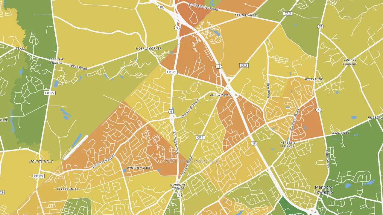 Robertsville, NJ Map of Murder Rates