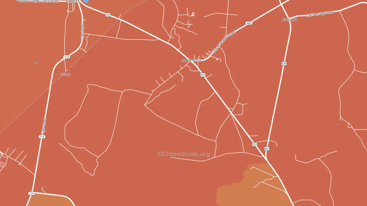 Robertville, SC Map of Murder Rates
