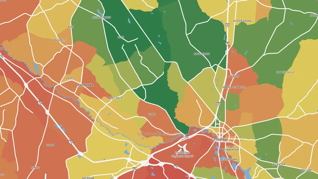 Robeson County, NC Map of Murder Rates