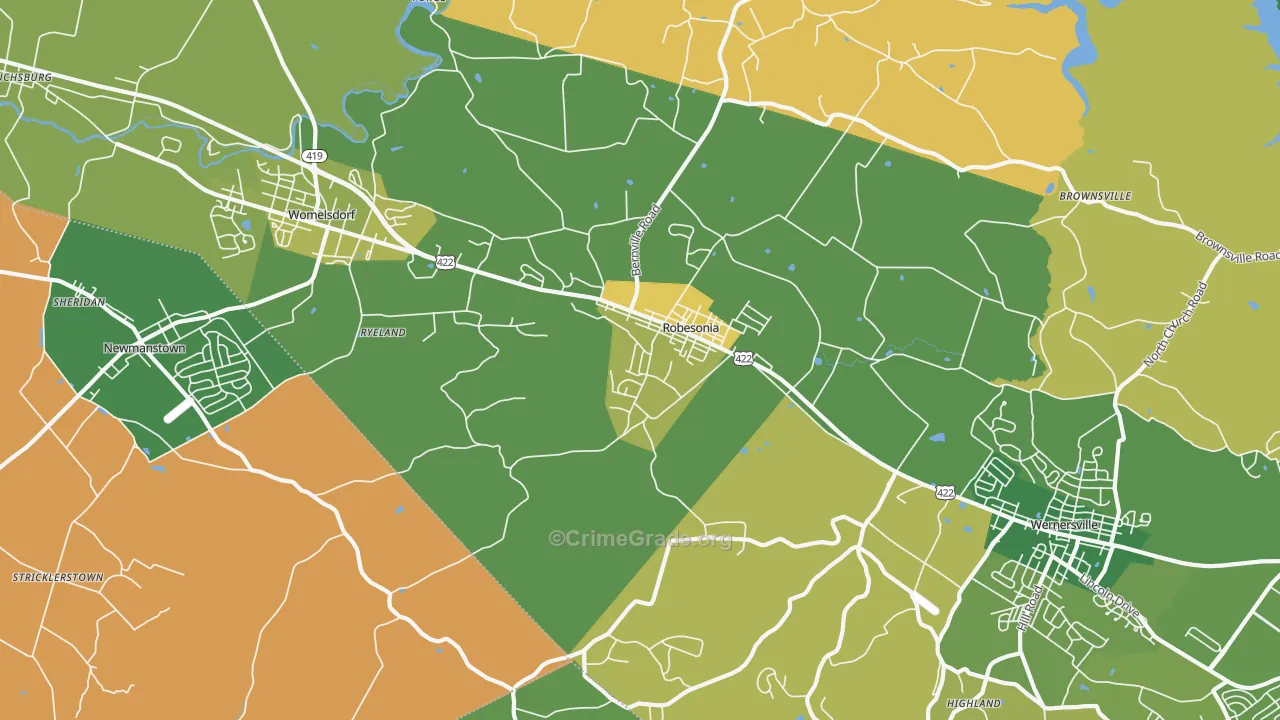 Robesonia, PA Map of Murder Rates