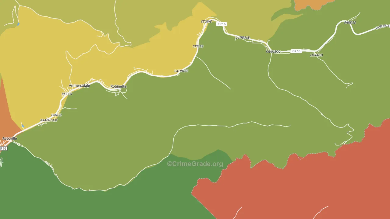 Robinette, WV Map of Murder Rates