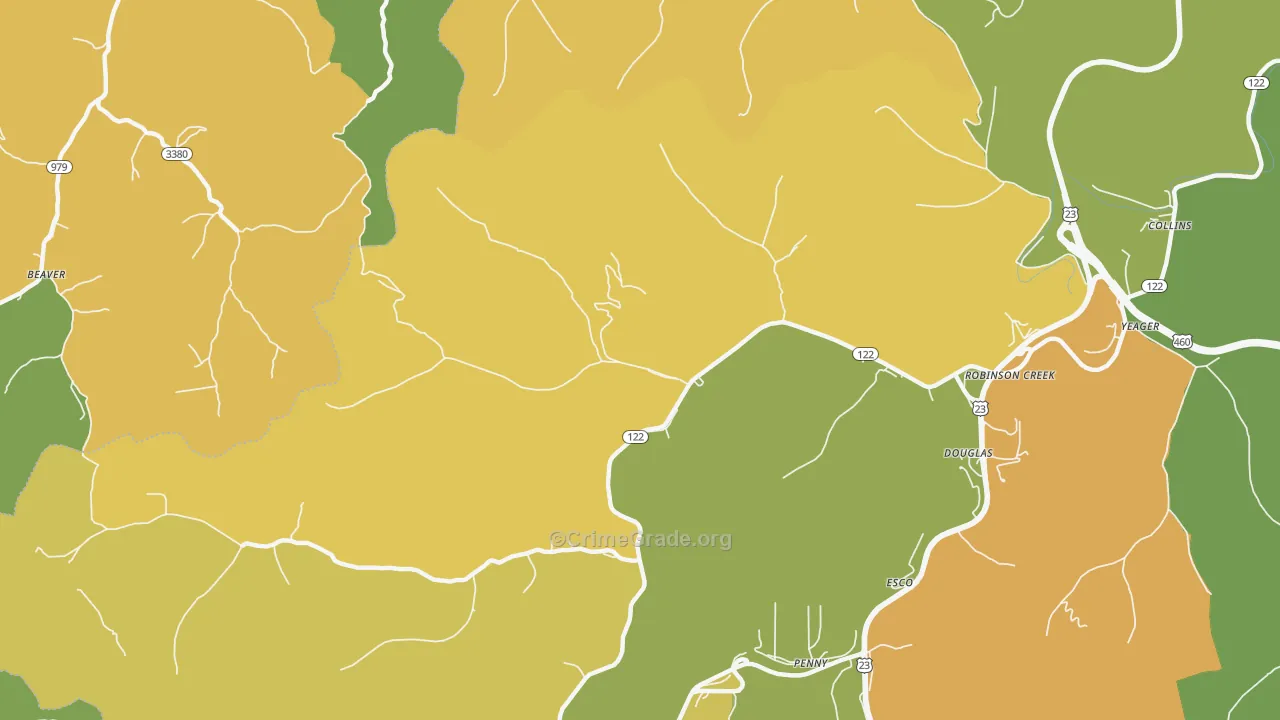 Robinson Creek, KY Map of Murder Rates