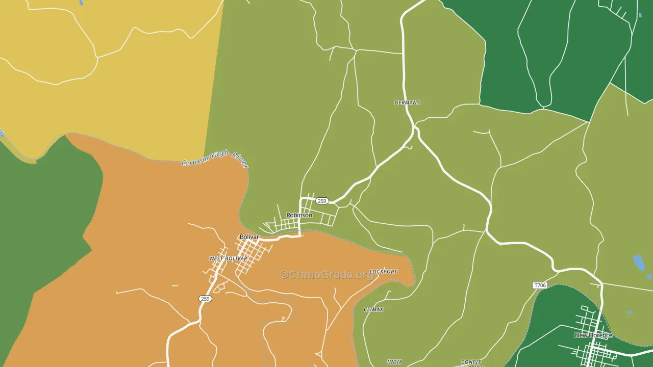 Robinson, PA Map of Murder Rates