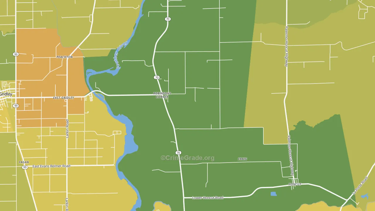 Robinsons Corner, CA Map of Murder Rates