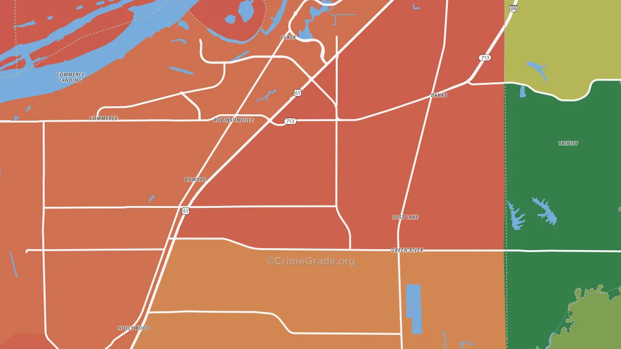 Robinsonville, MS Map of Murder Rates