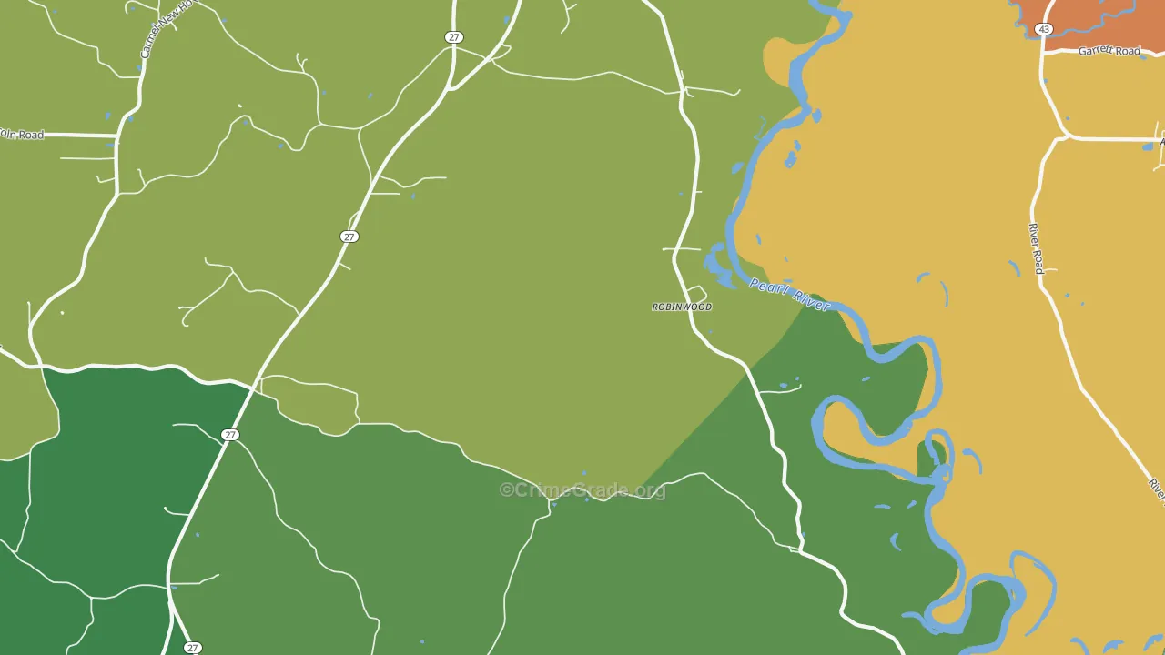 Robinwood, MS Map of Murder Rates