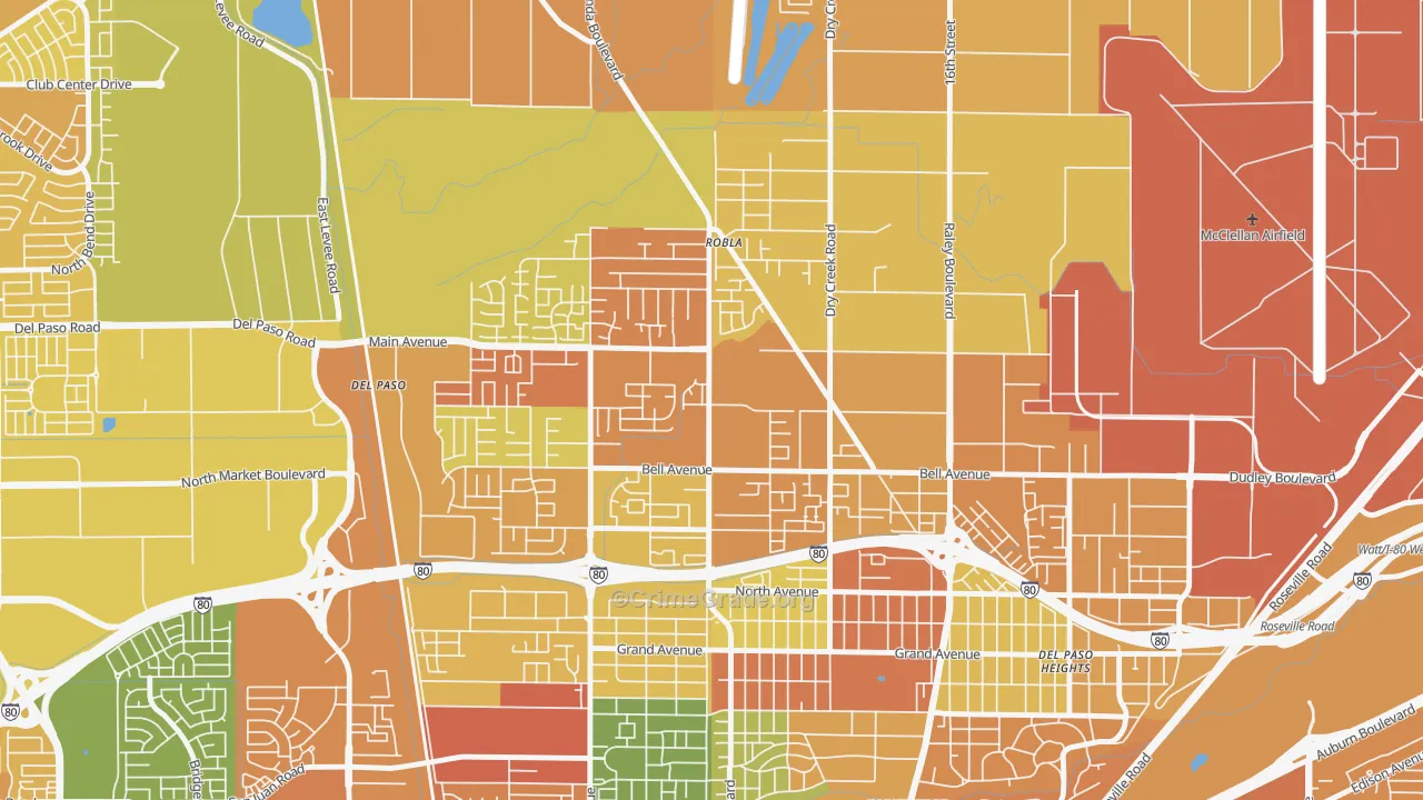 Robla, Sacramento, CA Map of Murder Rates