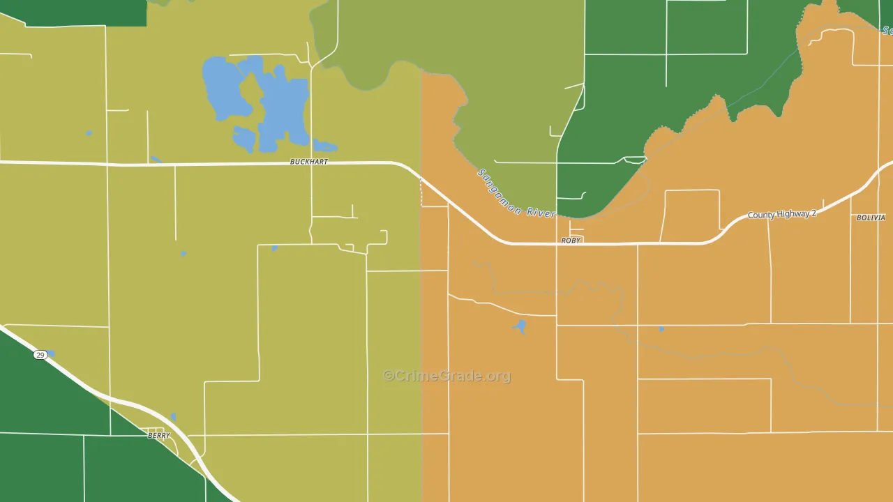 Roby, IL Map of Murder Rates