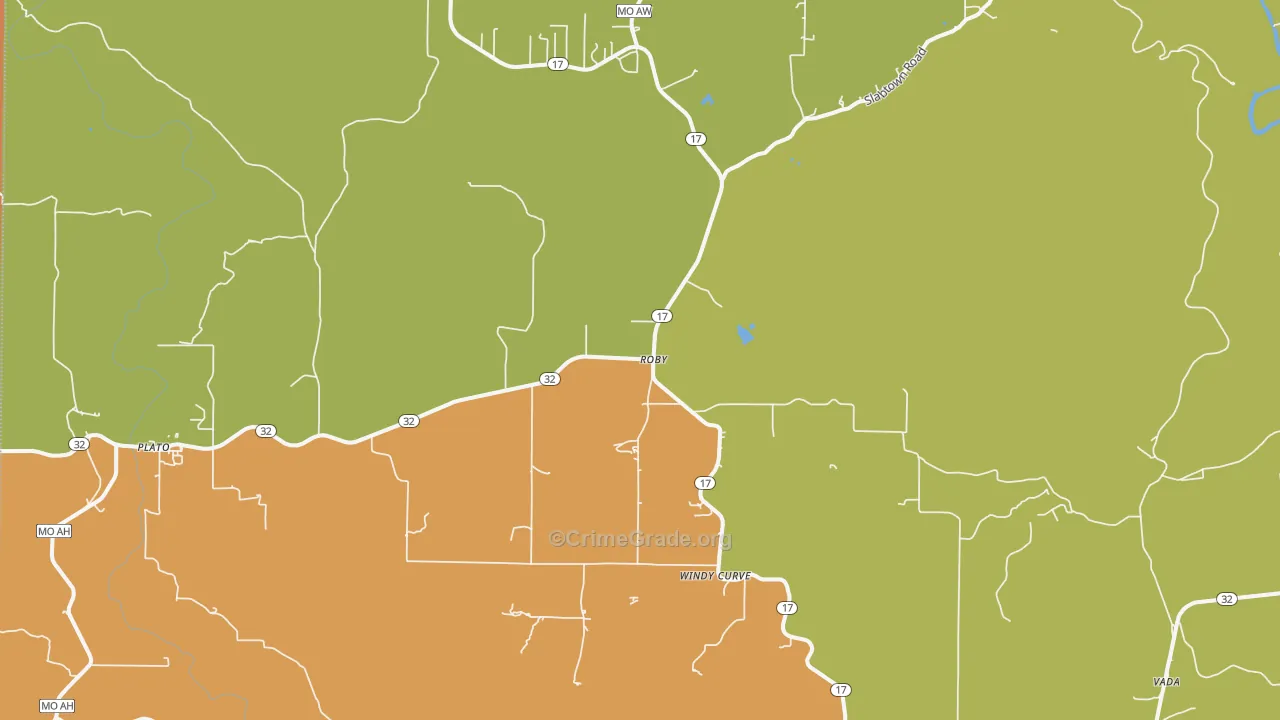 Roby, MO Map of Murder Rates