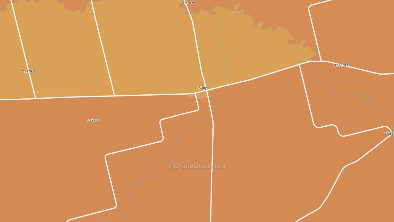 Roby, TX Map of Murder Rates