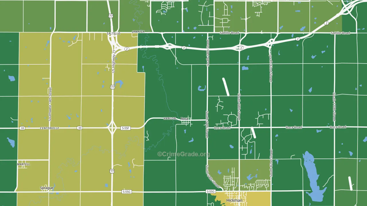 Roca, NE Map of Murder Rates