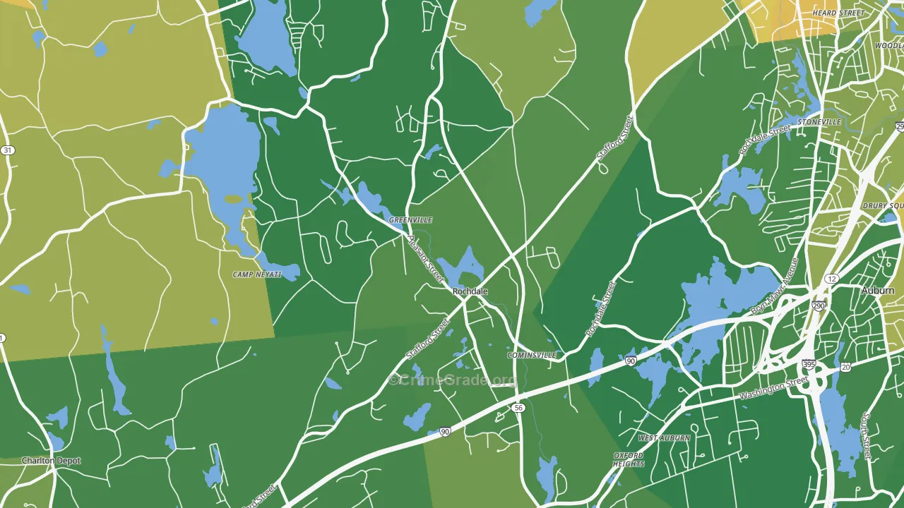 Rochdale, MA Map of Murder Rates