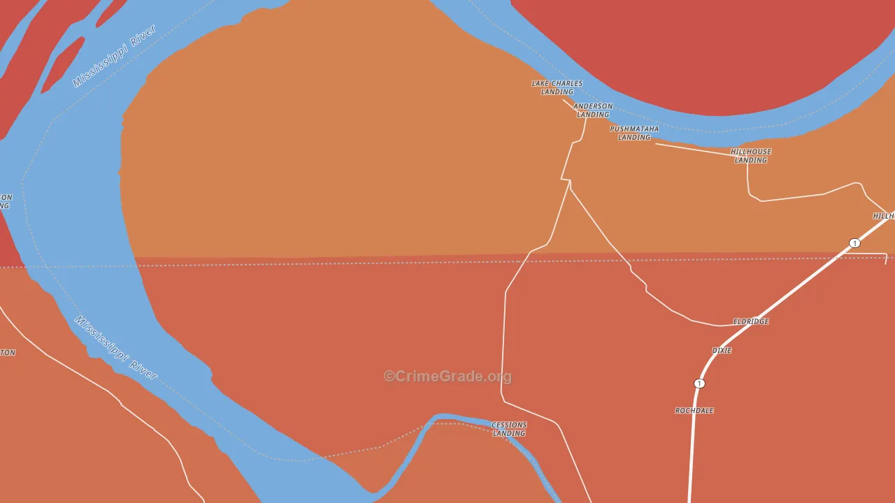 Rochdale, MS Map of Murder Rates