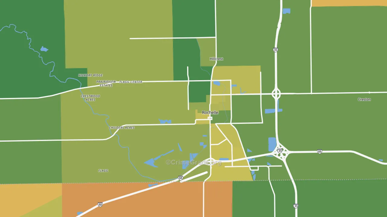 Rochelle, IL Map of Murder Rates