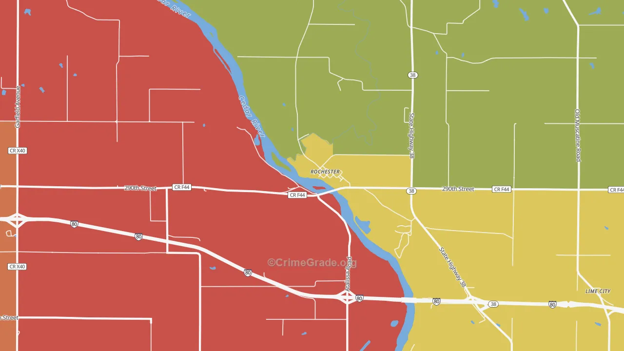 Rochester, IA Map of Murder Rates