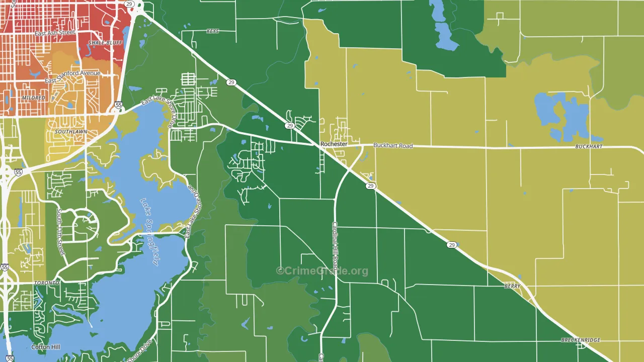 Rochester, IL Map of Murder Rates