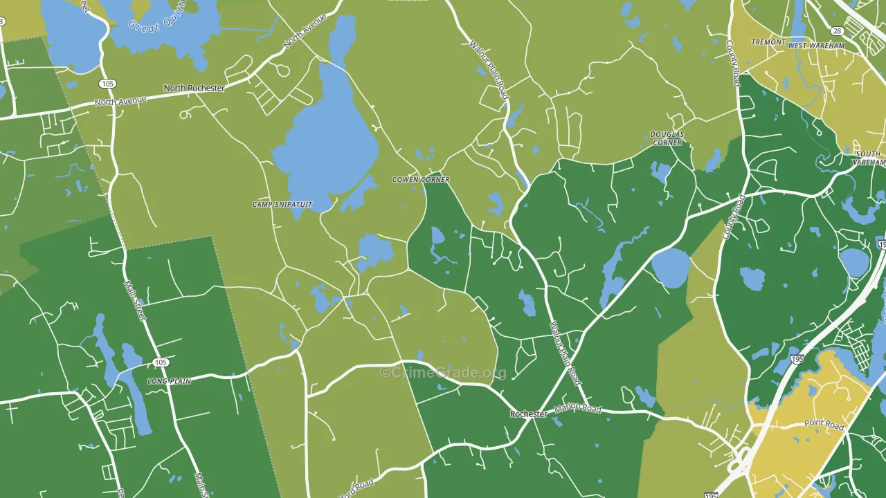 Rochester, MA Map of Murder Rates