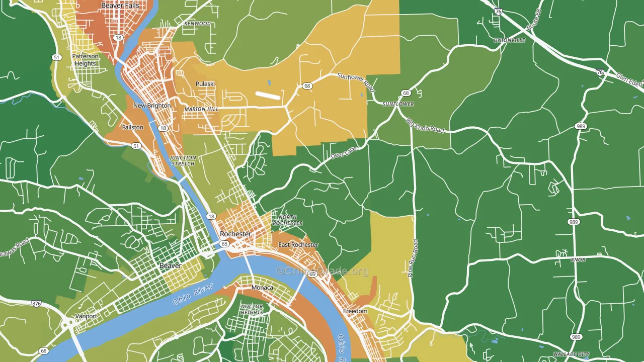 Rochester, PA Map of Murder Rates