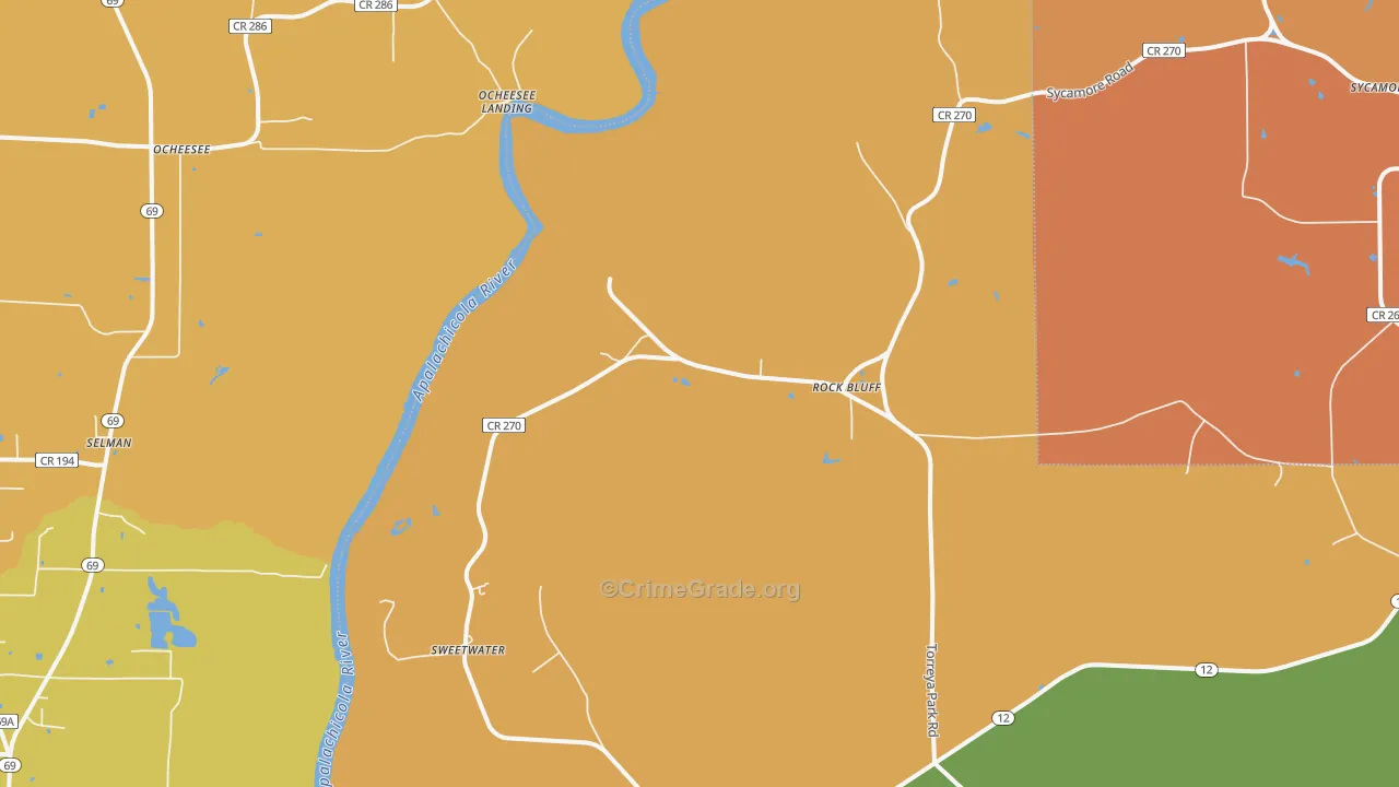 Rock Bluff, FL Map of Murder Rates