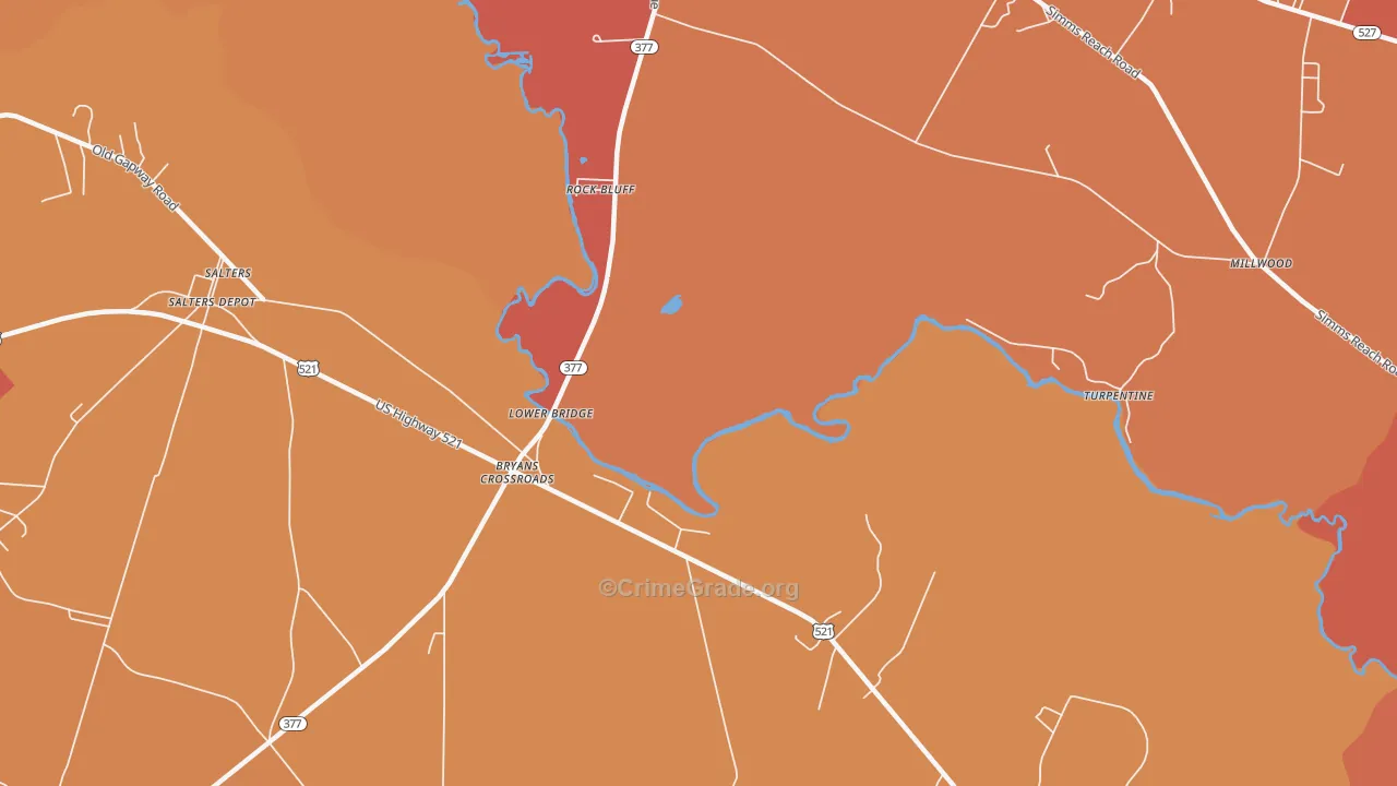 Rock Bluff, SC Map of Murder Rates