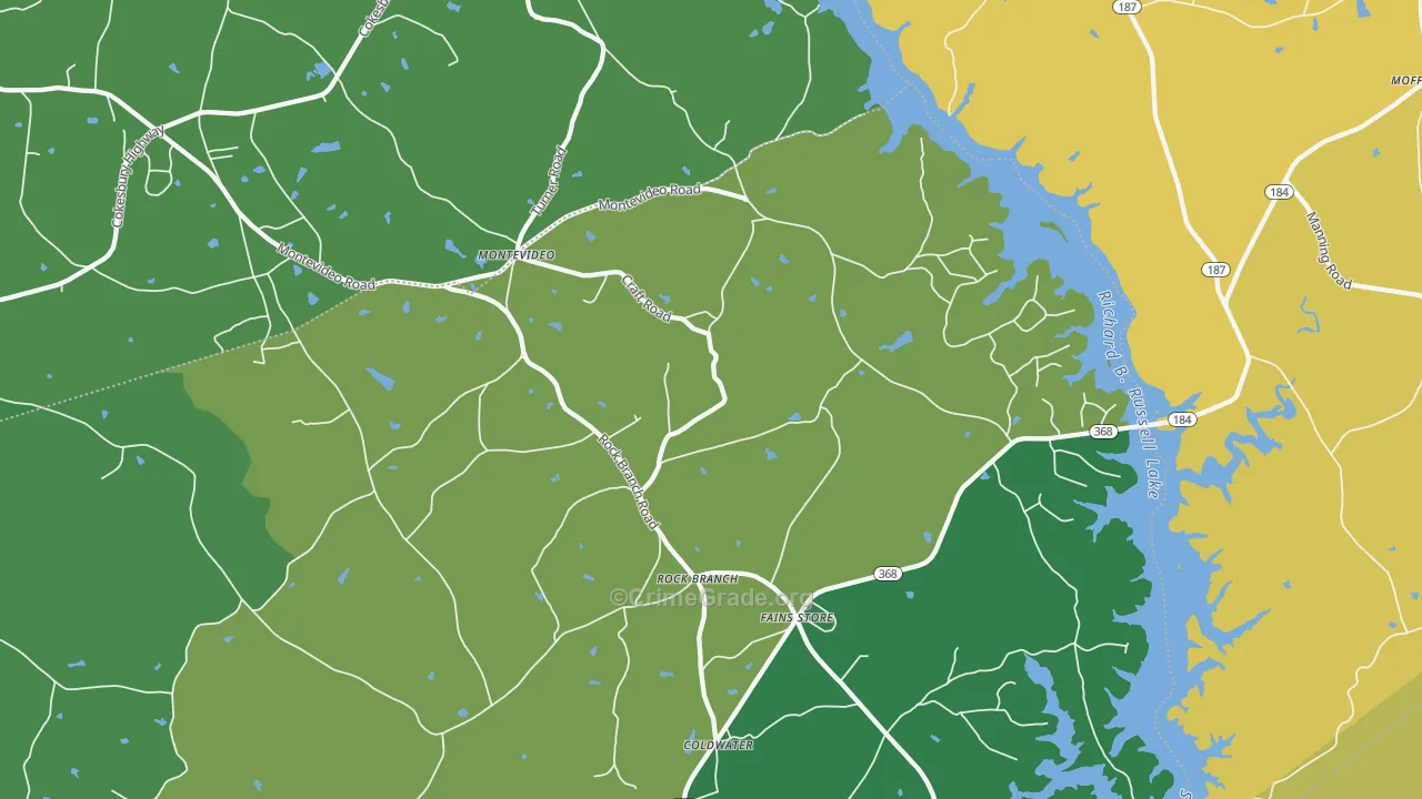 Rock Branch, GA Map of Murder Rates
