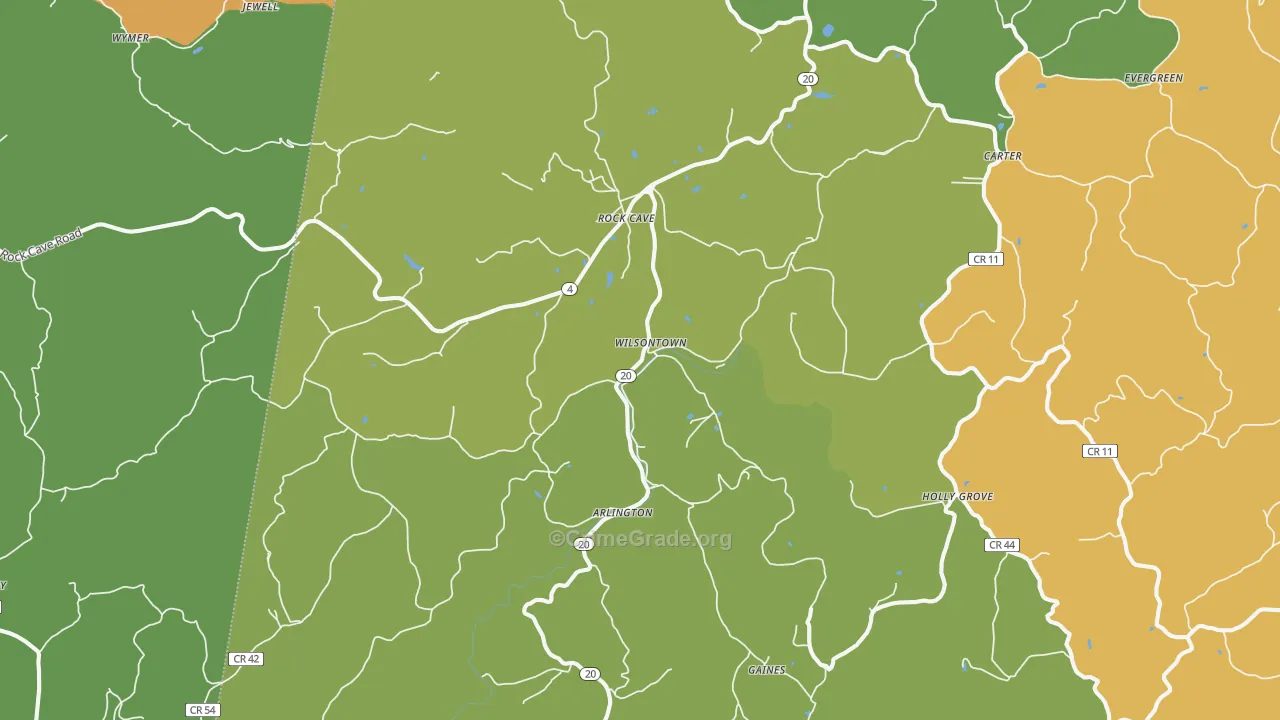 Rock Cave, WV Map of Murder Rates