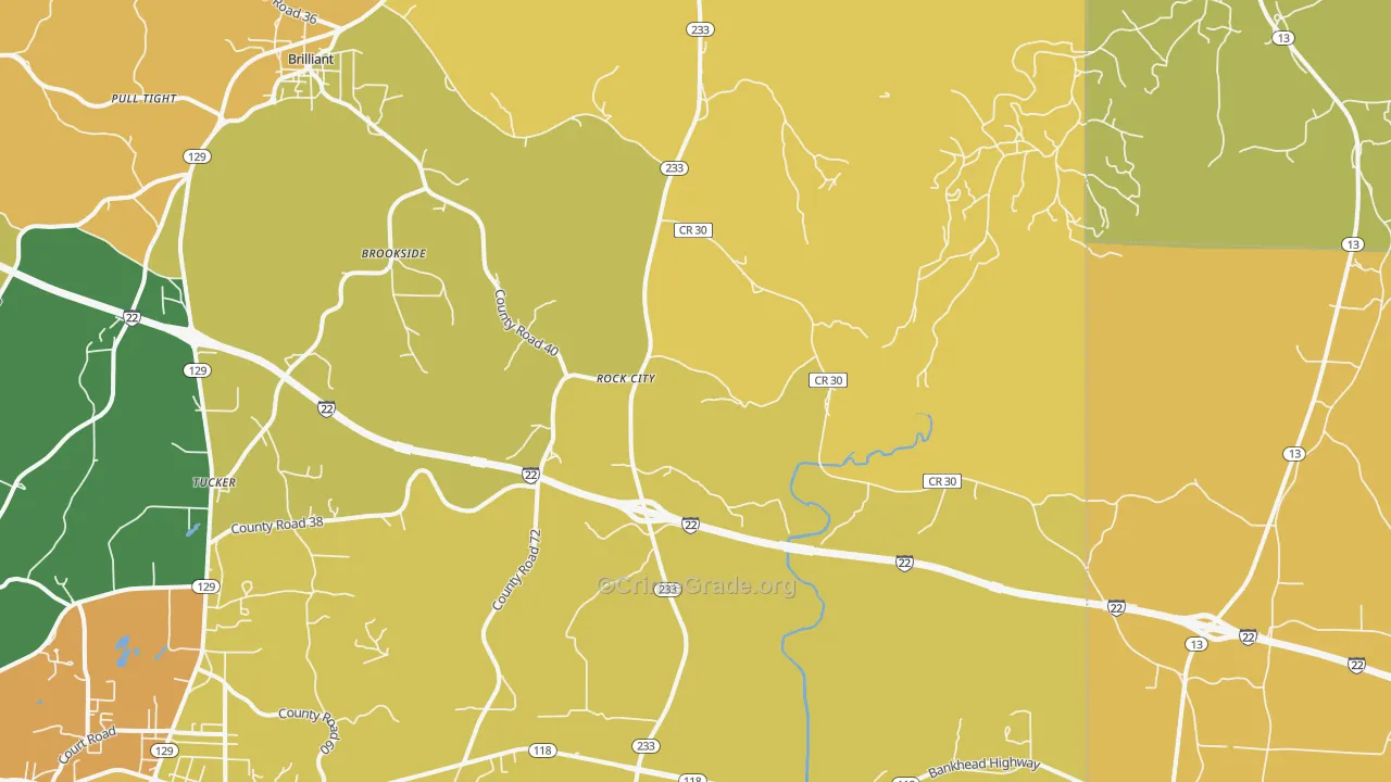 Rock City, AL Map of Murder Rates