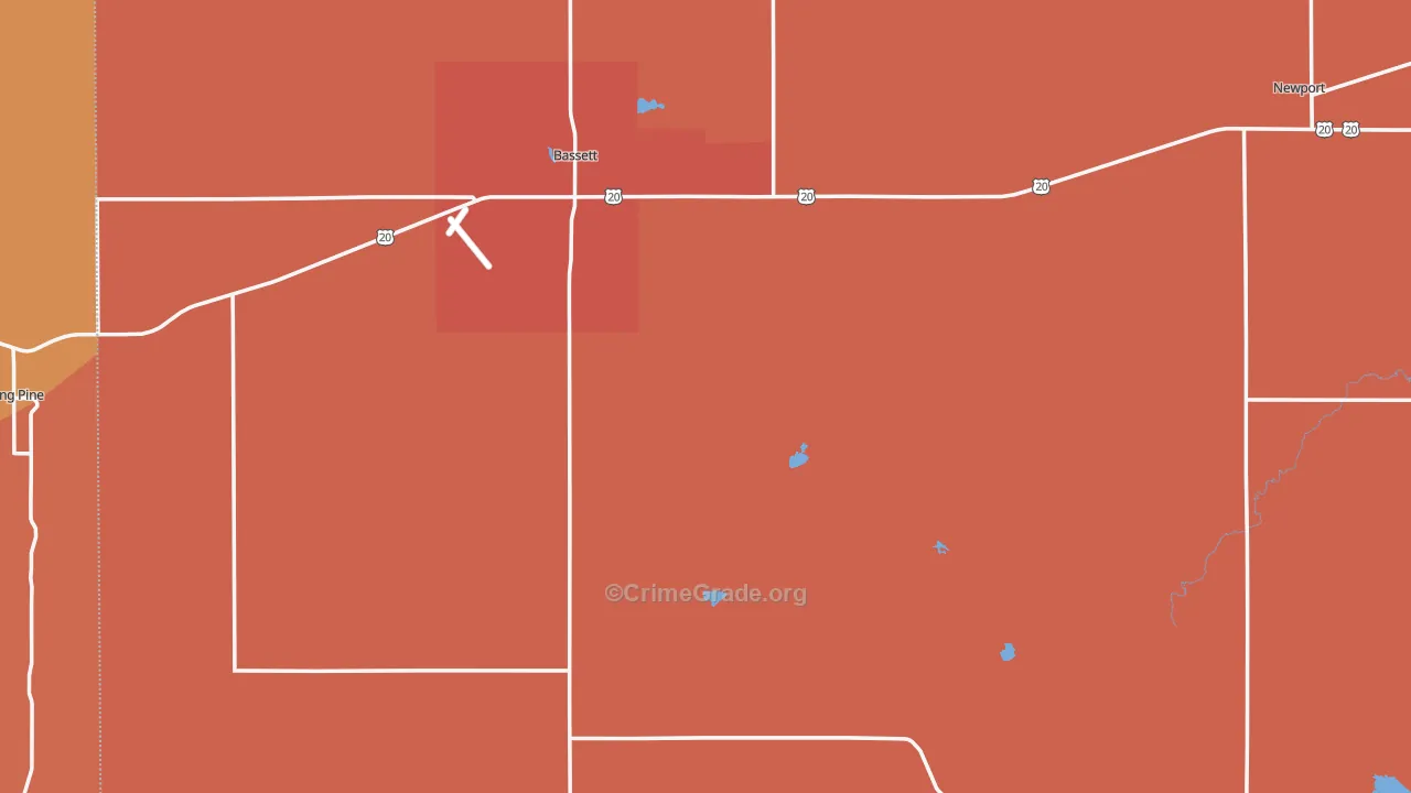 Rock County, NE Map of Murder Rates