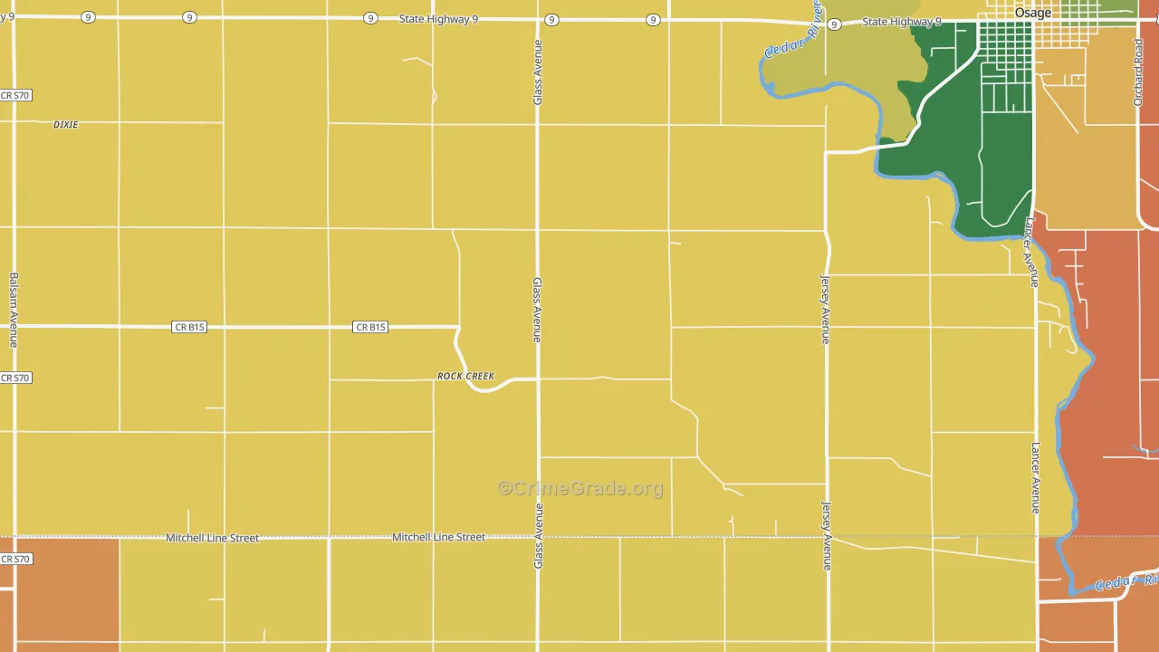 Rock Creek, IA Map of Murder Rates