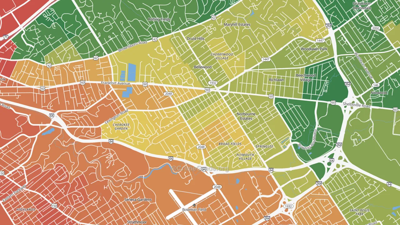 Rock Creek Lexington Road, Louisville, KY Map of Murder Rates