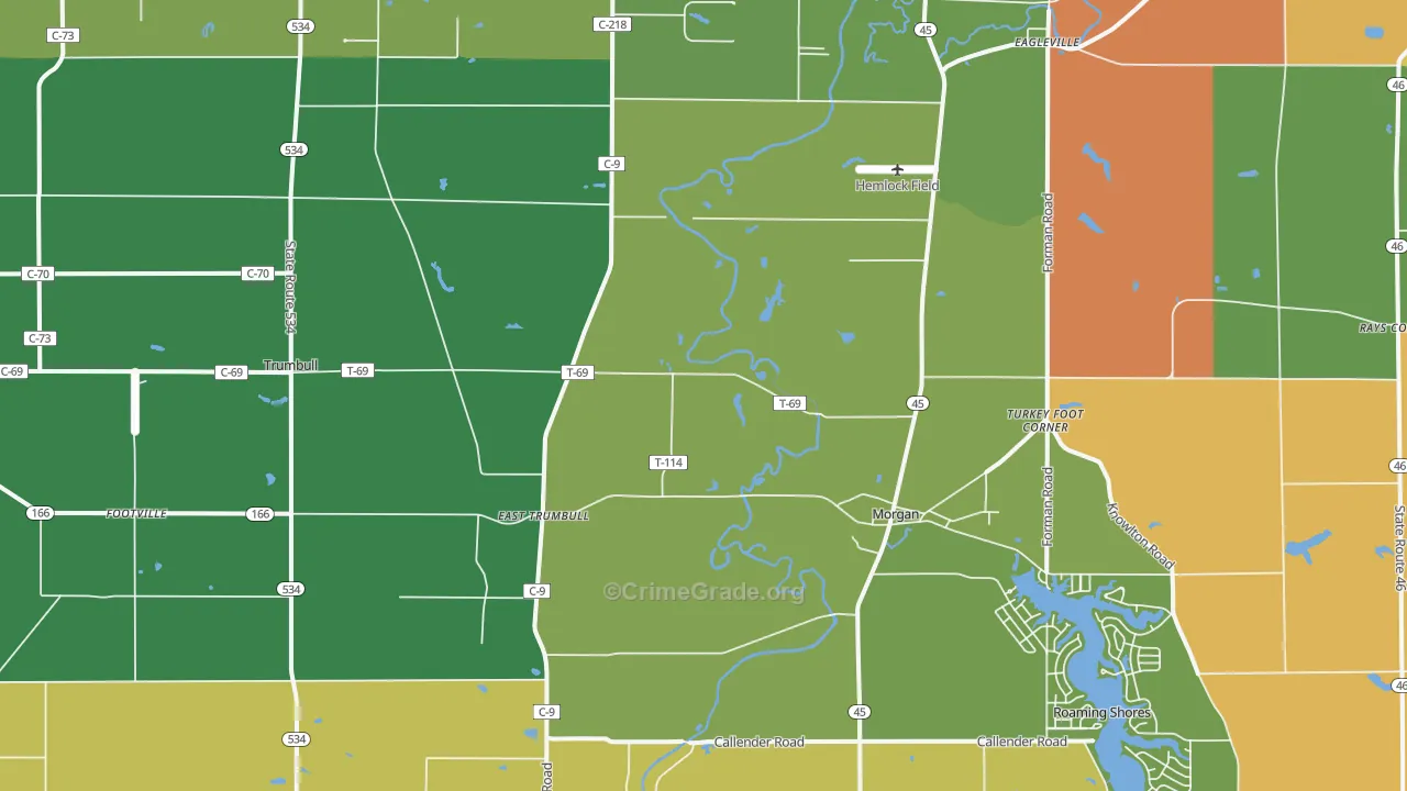 Rock Creek, OH Map of Murder Rates