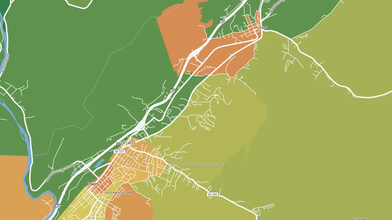Rock Creek, TN Map of Murder Rates