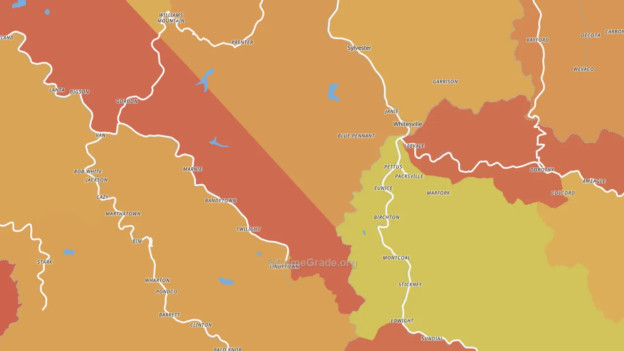 Rock Creek, WV Map of Murder Rates